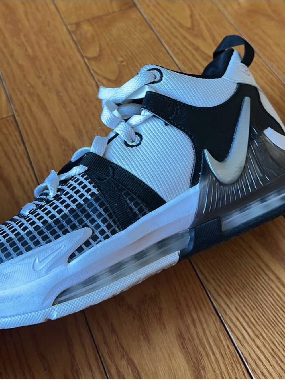 Nike Kids White and Black Air-Cushioned Sneakers